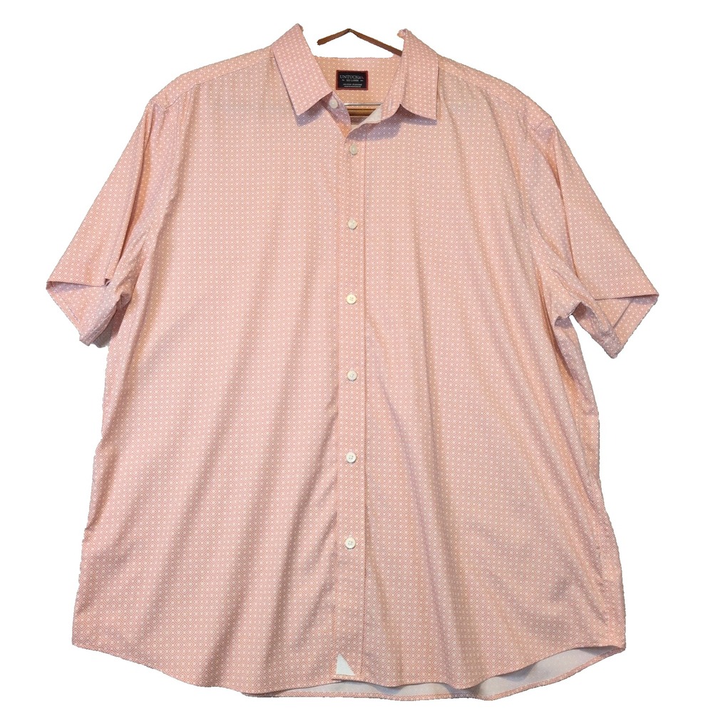 UNTUCKit Shirt XXL Kamari Pink Short Sleeve Stretch Button Up Easy Care Preppy